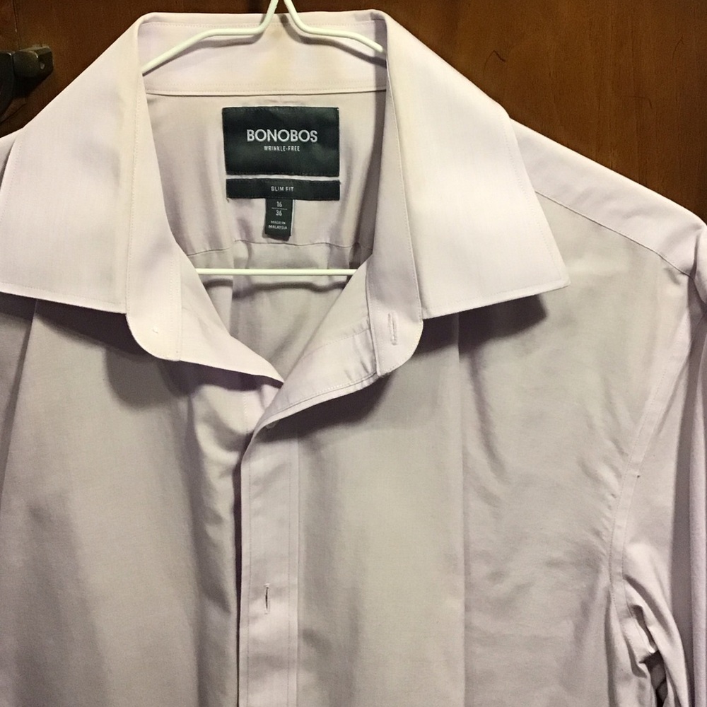 Bonobos Men's Slim Fit Light Purple Dress Shirt 16/36